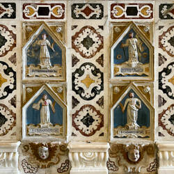 Marble work decorating the Crypt ... Cathedral of Santa Maria — Cagliari, Sardinia.