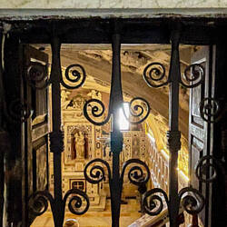 Glimpse into the crypt below the altar ... Cathedral of Santa Maria — Cagliari, Sardinia.