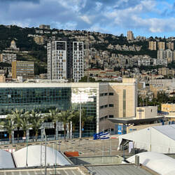 Haifa & the Baha'i Gardens from the ship ... we're going to the very top today — Haifa, Israel.