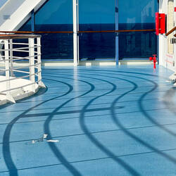 Shadow on the deck 10 jogging track — Aboard Insignia.