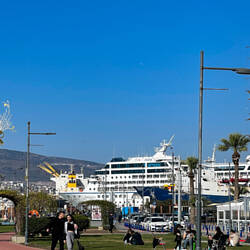 Insignia peeks out from behind the apartments — Alsancak ... İzmir, Turkey.