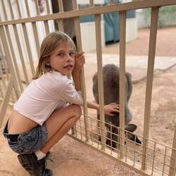 Josephine's kangaroo orphanage visit.