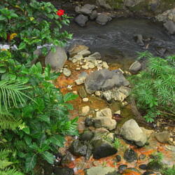 Beim abfliessenden Wasser sind die Schwefelablagerungen deutlich sichtbar