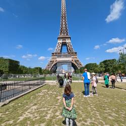 "Take a picture of me just like this. Looking up at the Eiffel Tower"