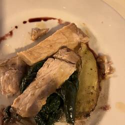 Pork Loin on Spinach with Roasted Potatoes