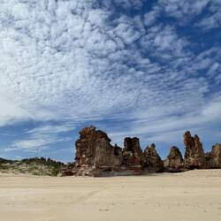 Ruins Rocks at beach edge