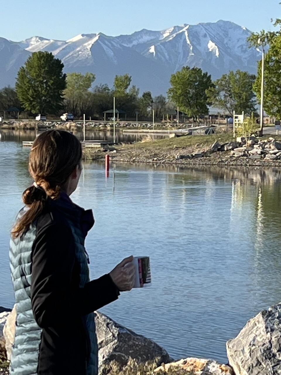 Morning coffee at Utah Lake