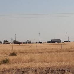 Farmen mit hunderten von Windrädern säumen den Weg