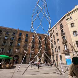 Barcelonans play this crazy human tower building game, this is a tribute to that