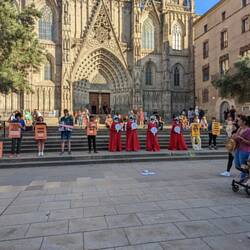 Protest on the steps of the Barcelona Cathedral
