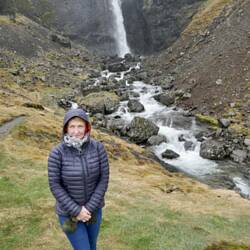 A roadside waterfall