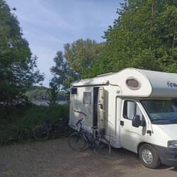 Unser Stellplatz am Rhein bei Ensen