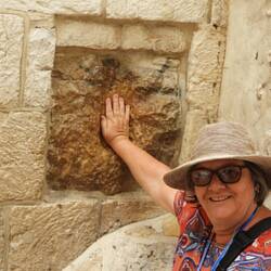 At this station, Jesus stumbled and his hand touched this section of wall