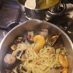 Spaghetti mit Meeresfrüchten-selbst gekocht