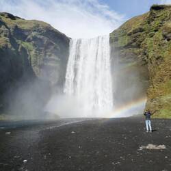 Skógafoss waterfall close up