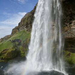 Seljalandsfoss waterfall close up