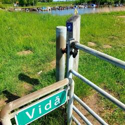 Blick auf die Vidå und erster Shelter Hinweis!