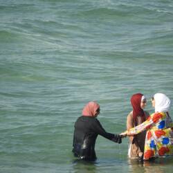 Muslim women enjoying a swim