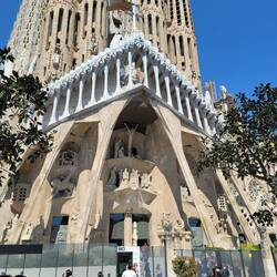 The Passion facade with the risen Christ way above