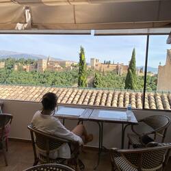 Our view for dinner! Alhambra palace. Truly Unbelievable!