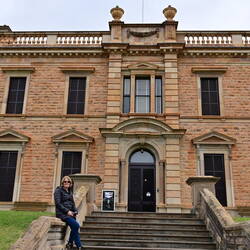 Martindale Hall, would-be owner on steps