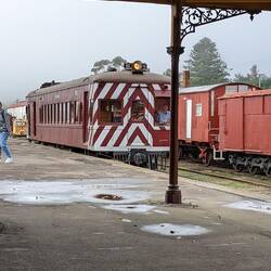 At the farmers market waiting for the historical train