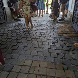 Wooden sidewalks like this used to be all over Bucharest