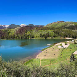 Panoramic view of Sylvan Lake and the campgrounds — Along FSR400 ... White River Natl Forest.