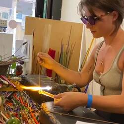 Jordan making a bead