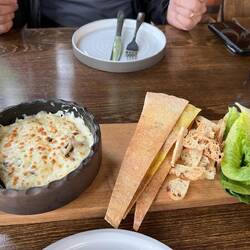 Deconstructed warm Ceasar salad with mushrooms