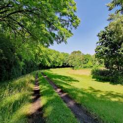 The trail goes a long time on a high dam!