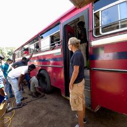 Kurzer Stop zum Reifenwechsel