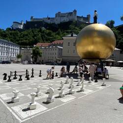 Real chess board, it was huge