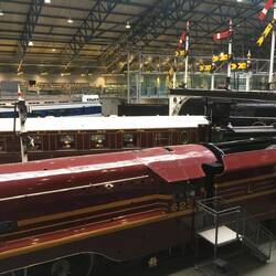 View of some of the trains in the Engine Shed/Great Hall