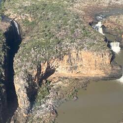 Mitchell Falls - Big Mertens Falls to the left.