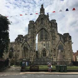 The choir was ruined after the Reformation and further during the Civil War 100 years later.