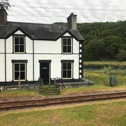 Station masters house? Nice large pond in the background