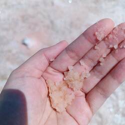 Pink-ish salt. At Tuz Lake