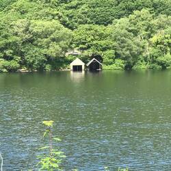 Boat house across the lake