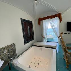 Our room at Santa Caterina. It has a pool!