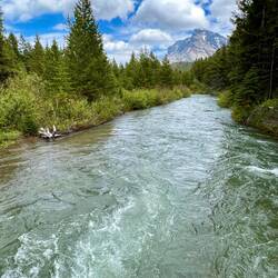 View from bridge over Swiftcurrent Creek