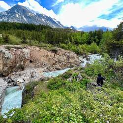 Red Rock Falls from the Pass with Charlie