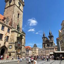 Old town square - astronomical clock on the left