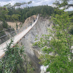 Erste Hängebrücke