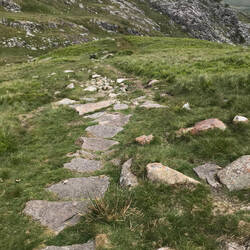 Path on final approach to foot of Pen Yr Ole Wen mountain