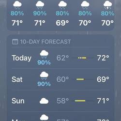 Forecast for the week. We leave on Tuesday