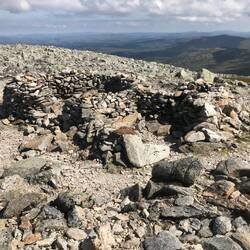 Wind break shelters atop Carnedd Dafydd