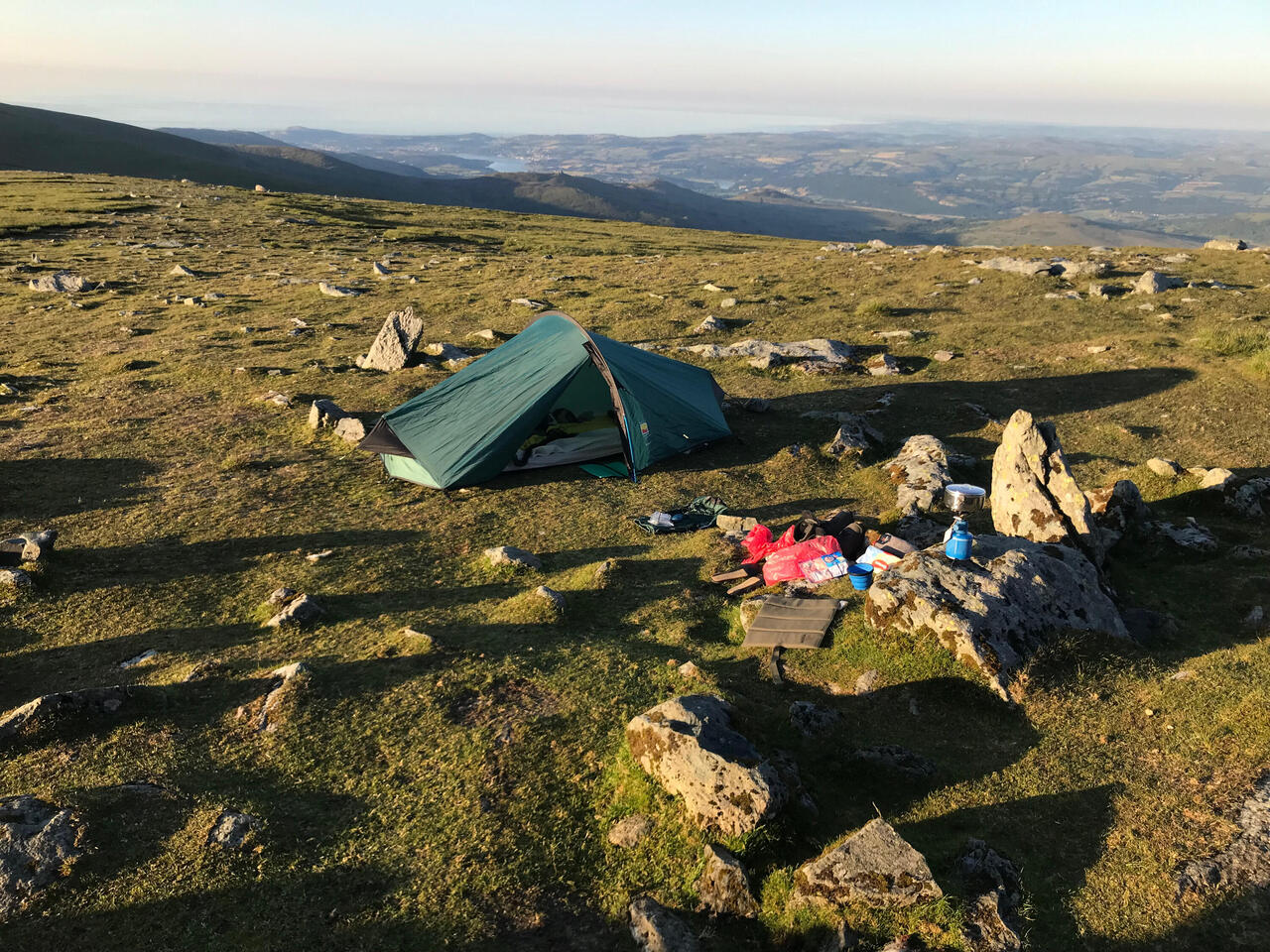 My pitch on Foel Grach looking NE