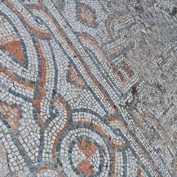 The mosaic flooring preserved.