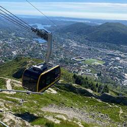 Cable car heading back down